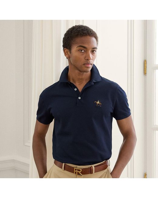 Ralph Lauren Black Custom Slim Fit Piqué Polo Shirt for men
