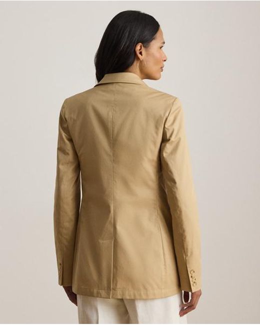 Ralph Lauren Natural Double-Breasted Cotton Twill Blazer