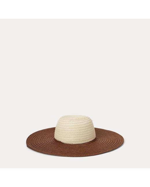 Lauren by Ralph Lauren Brown Two-tone Straw Sun Hat