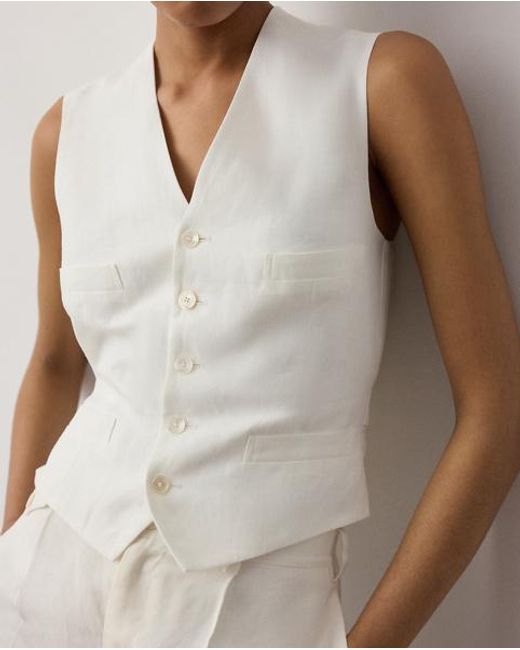 Ralph Lauren White Jaiden Linen Vest