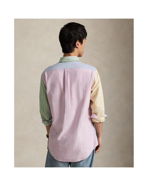 Camicia Oxford patchwork a righe di Polo Ralph Lauren in Blue da Uomo