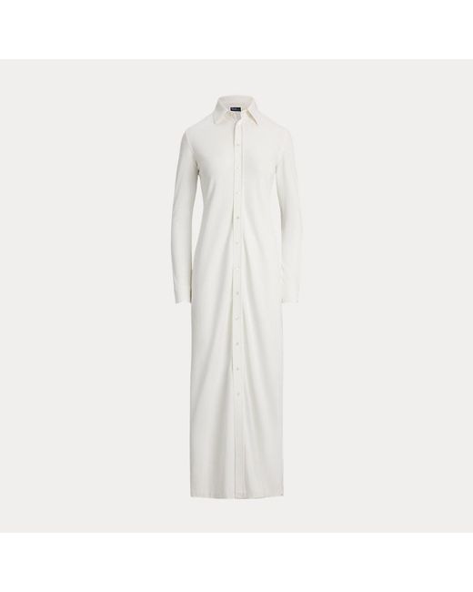Polo Ralph Lauren Ponté Maxi-Overhemdjurk Met Knopen in het Natural