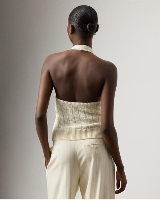 Ralph Lauren Natural Cable-Knit Silk Halter Jumper