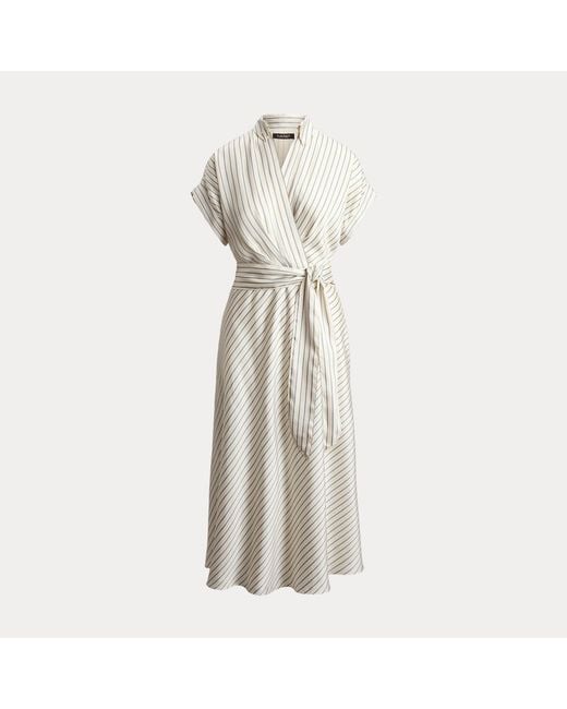 Ralph Lauren Natural Striped Belted Twill Dress