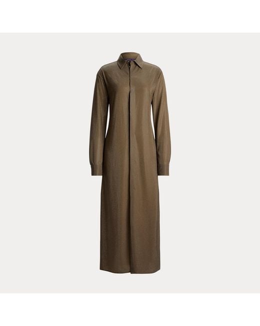 Ralph Lauren Brown Adrien Embellished Silk Cocktail Dress