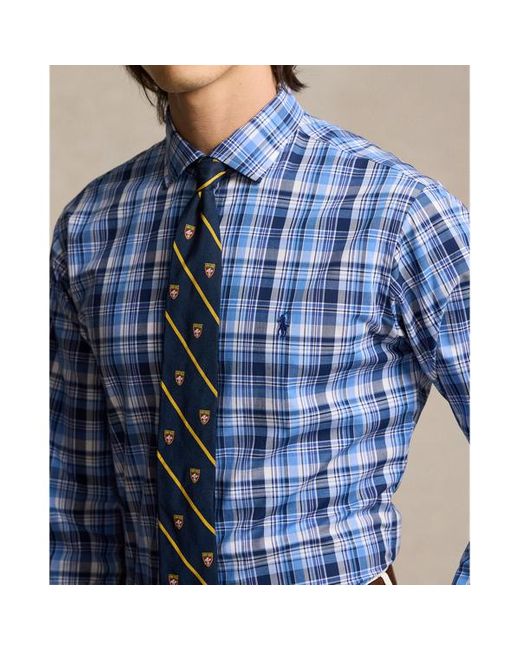 Polo Ralph Lauren Custom Fit Geruit Stretchpoplin Overhemd in het Blue voor heren
