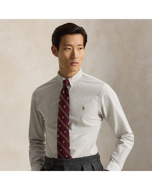 Polo Ralph Lauren White Custom Fit Striped Oxford Shirt for men