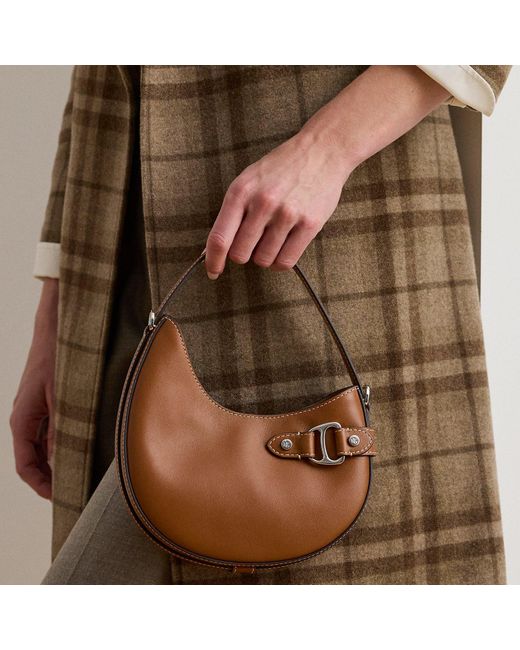 Ralph Lauren Brown Leather Small Tasha Crossbody Bag