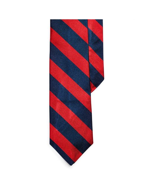 Ralph Lauren Striped Silk Repp Narrow Tie in Navy/Red (Red) for Men Lyst
