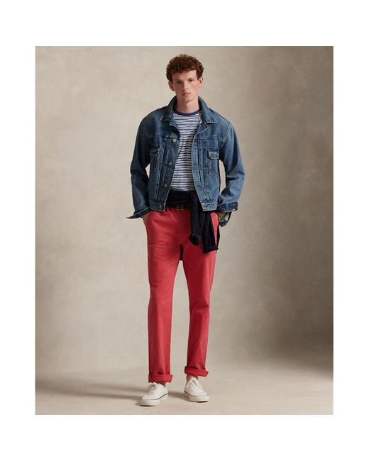 Pantaloni Bedford stretch Straight-Fit di Polo Ralph Lauren in Red da Uomo