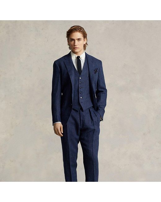 Ralph Lauren Polo Tick-weave Linen 3-piece Suit in Blue for Men | Lyst