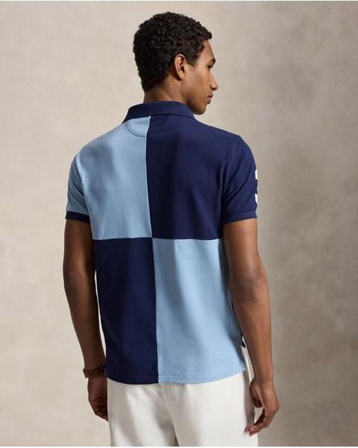 Polo Ralph Lauren Blue Custom Slim Fit Big Pony Mesh Polo Shirt for men