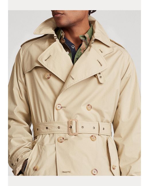 Polo Ralph Lauren Stretch Cotton Trench Coat in Natural for Men | Lyst UK