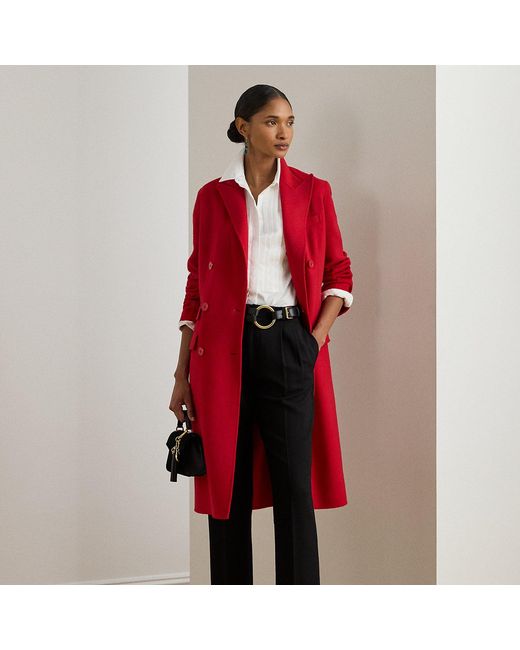 Ralph Lauren Red Double-Breasted Wool-Blend Coat