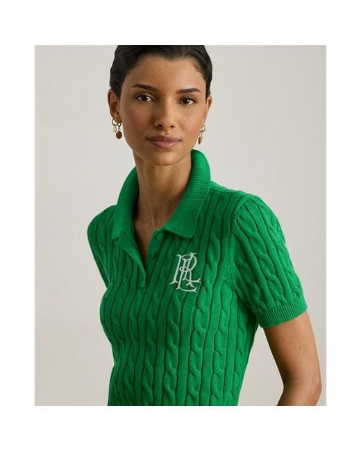 Maglia polo in cotone a trecce di Ralph Lauren in Green