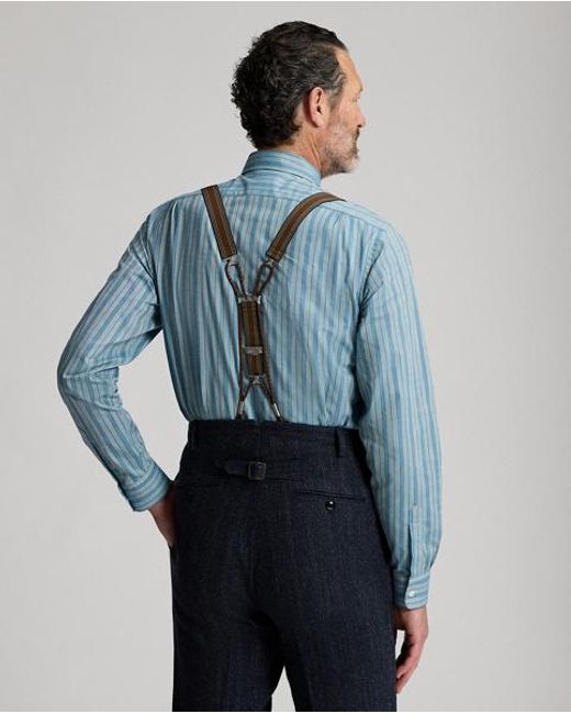 RRL Gray Slim Fit Striped Shirt for men