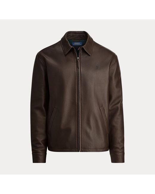 Polo Ralph Lauren Brown Leather Jacket for men