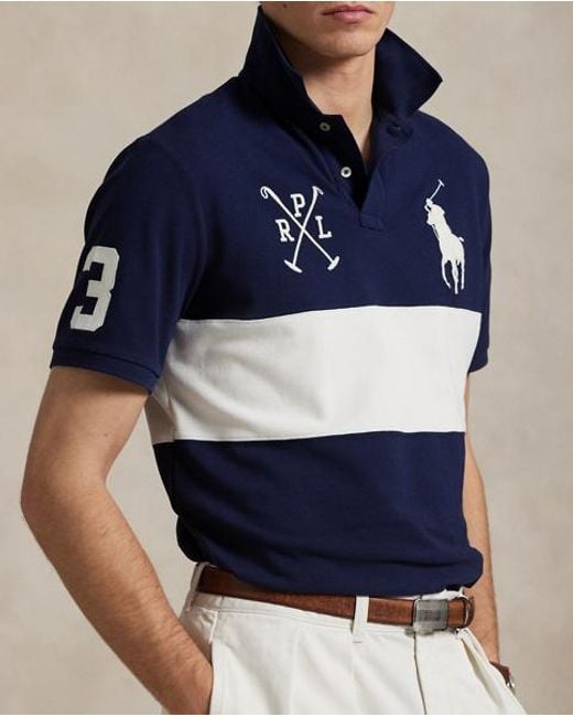 Polo Ralph Lauren Custom-Slim Piqué-Poloshirt Mit Big Pony in Blue für Herren