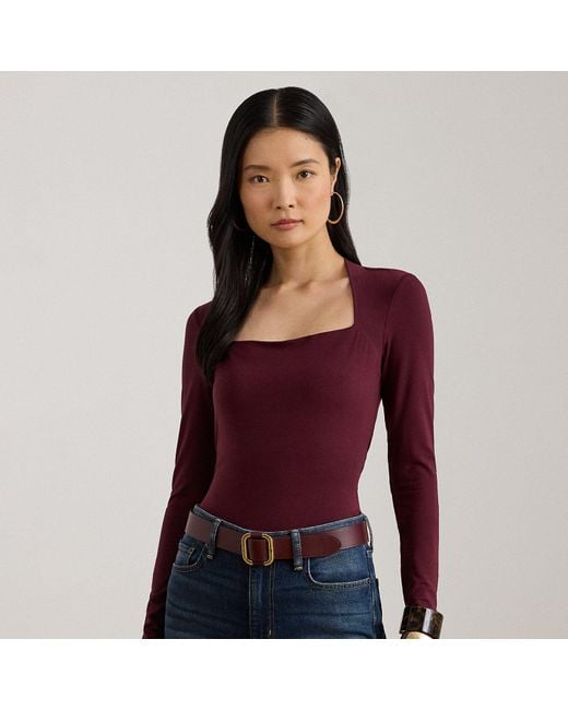 Haut En Jersey Stretch À Encolure Carrée Ralph Lauren en coloris Purple