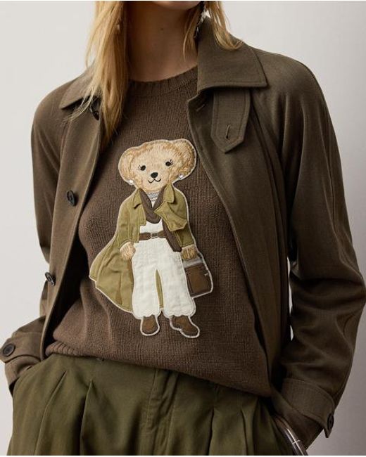 Ralph Lauren Green Pre-Fall Polo Bear Cashmere Sweater