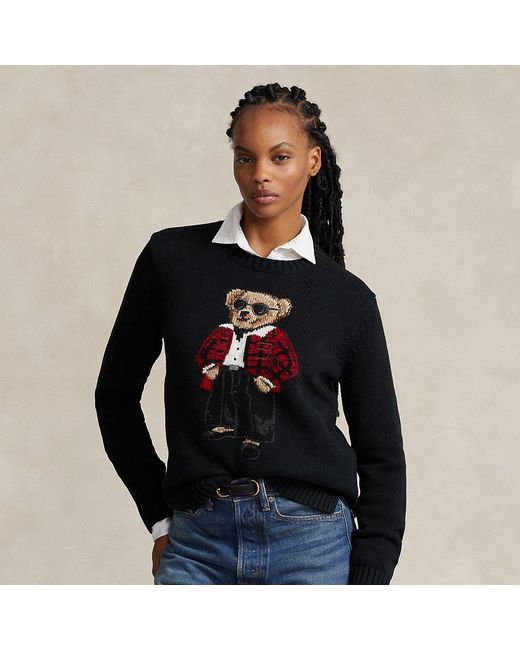 Polo Ralph Lauren Polo Bear Cotton-blend Sweater in Black | Lyst