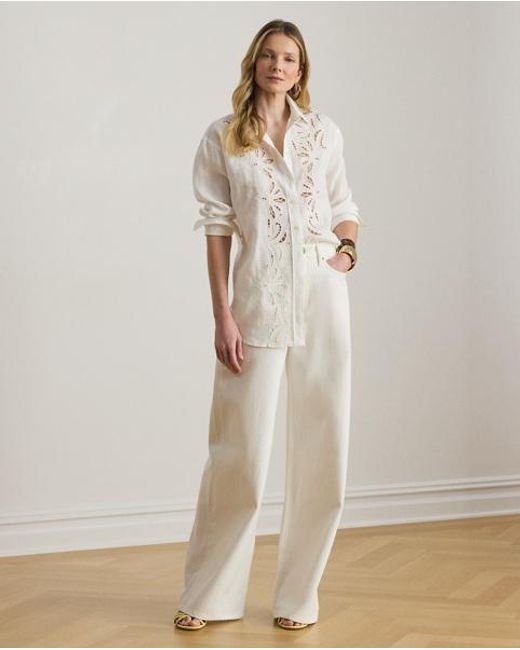 Ralph Lauren Natural Eyelet Linen Shirt