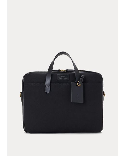 Polo Ralph Lauren Black Leather-trim Canvas Briefcase for men