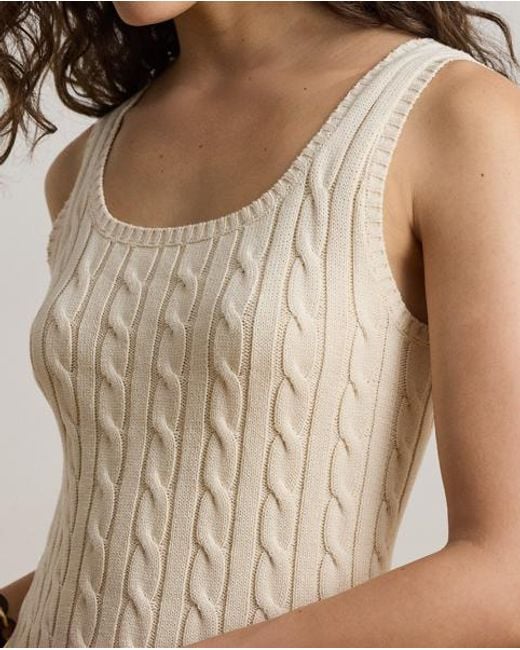 Ralph Lauren Brown Sleeveless Cable Cotton-Blend Jumper