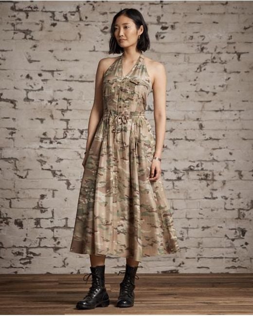 RRL Metallic Seidenkleid Mit Camouflage-Muster