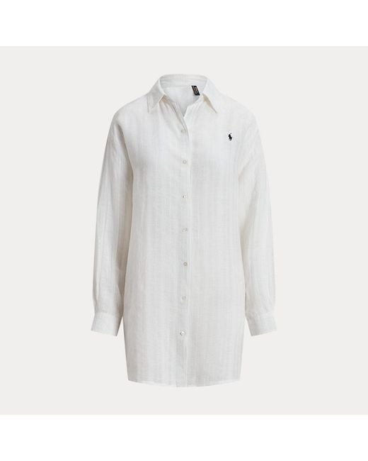Polo Ralph Lauren White Linen-cotton Shirt Cover-up