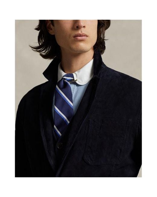 Polo Ralph Lauren Blue Suede Utility Jacket for men