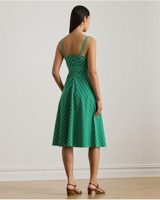 Ralph Lauren Gestreepte Katoenen Jurk Met Ceintuur in het Green