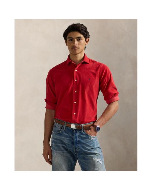 Camicia in velluto a coste Custom-Fit di Polo Ralph Lauren in Red da Uomo
