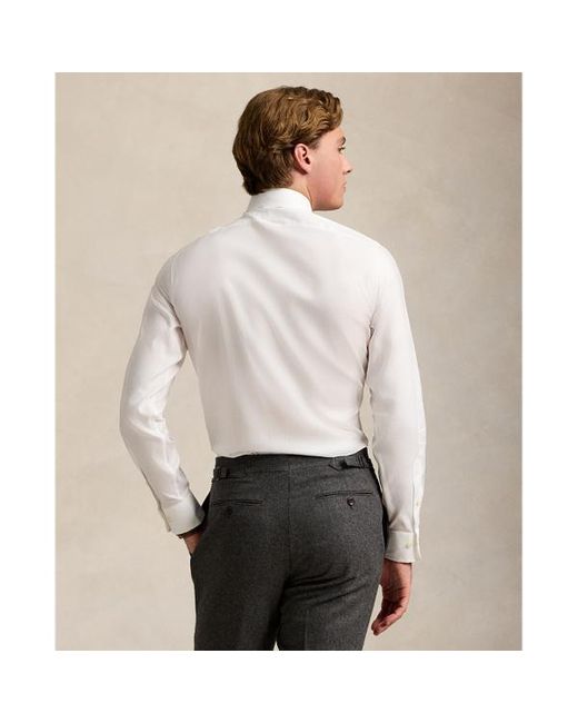 Polo Ralph Lauren White Regent Custom Fit Textured Shirt for men