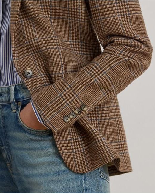 Ralph Lauren Brown Glencheck-Twillblazer Aus Wollmischung