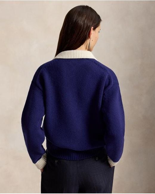 Polo Ralph Lauren Blue Big Pony Wool Rugby Jumper