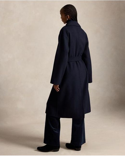 Polo Ralph Lauren Blue Double-Breasted Cashmere Trench Coat