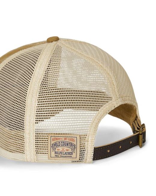 Ralph Lauren Brown Polo Country Twill Trucker Cap for men