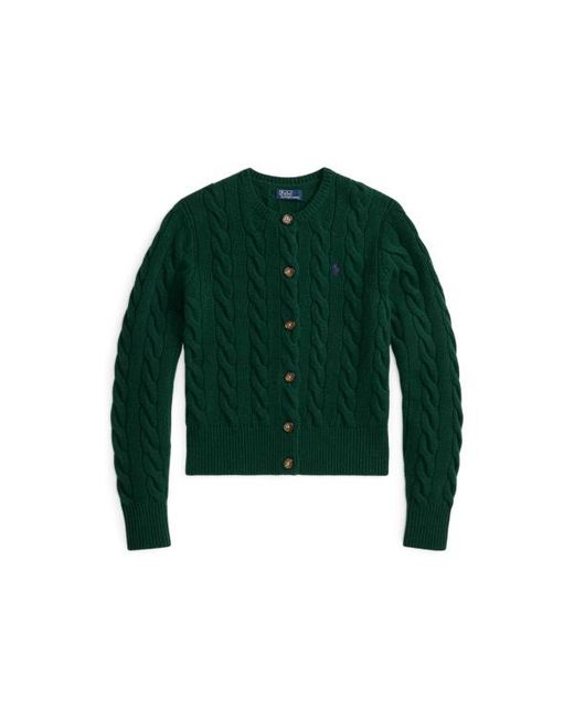 Polo Ralph Lauren Green Cable-Knit Wool-Cashmere Cardigan