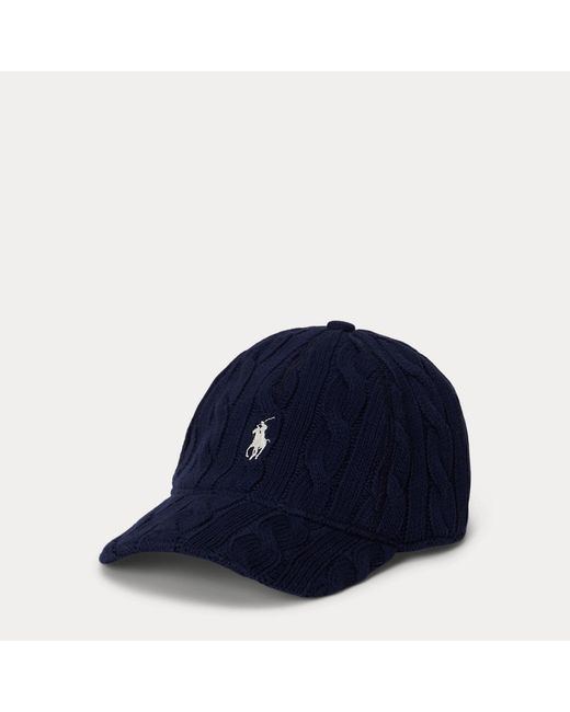 Polo Ralph Lauren Blue Cable-Knit Cotton Ball Cap for men