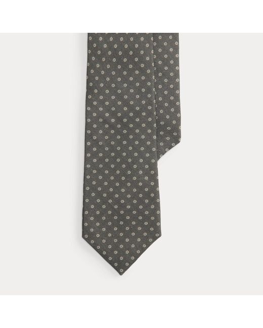 Ralph Lauren Gray Geometric-Print Cashmere-Silk Tie for men