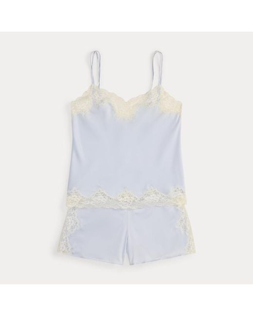 Ralph Lauren White Lace-Trim Cami Pyjama Set