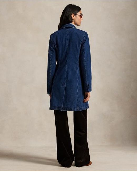 Ralph Lauren Blue Zweireihige Jacke Aus Denim
