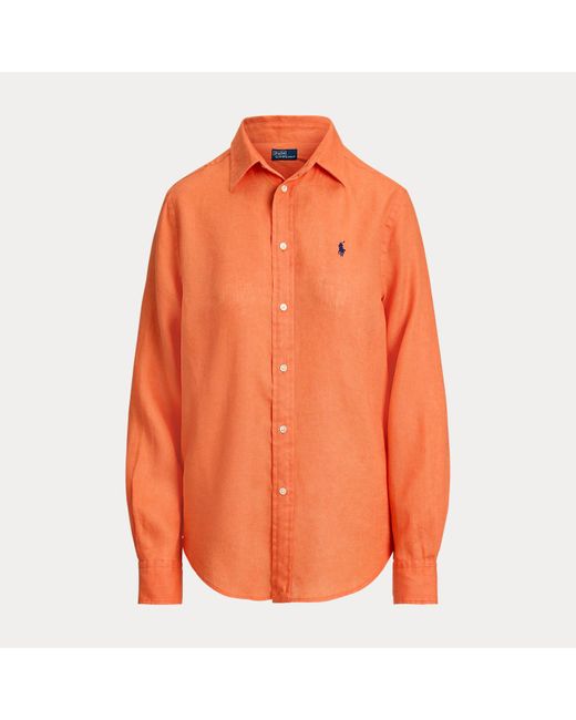 Polo Ralph Lauren Classic Fit Linen Shirt in Orange | Lyst UK
