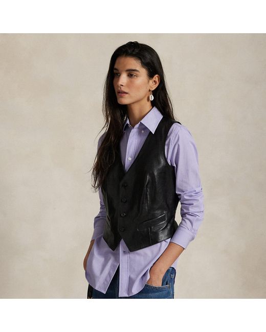 Gilet in pelle di Polo Ralph Lauren in Black