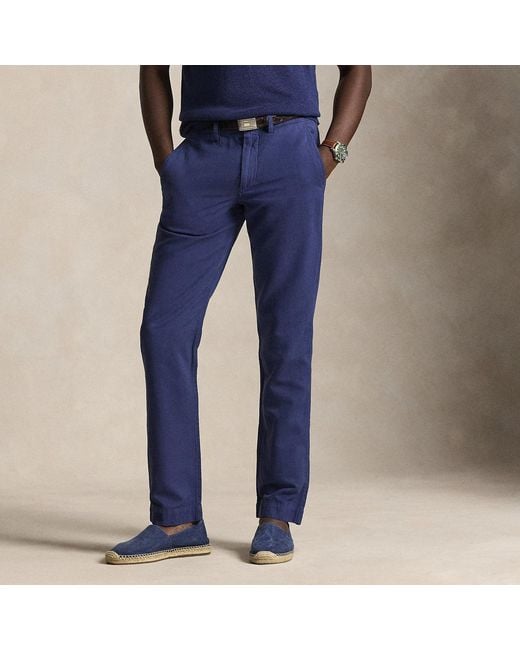 Polo Ralph Lauren Blue Straight Fit Linen-Cotton Trouser for men
