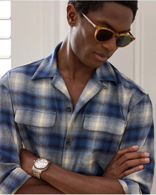 Ralph Lauren Blue Plaid Cotton-Cashmere Shirt for men