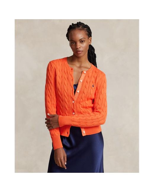 Polo Ralph Lauren Kabelgebreid Vest Met Ronde Hals in het Orange