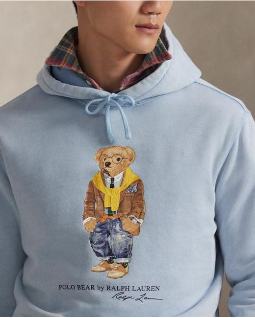 Polo Ralph Lauren Blue Polo Bear Garment-Dyed Fleece Hoodie for men