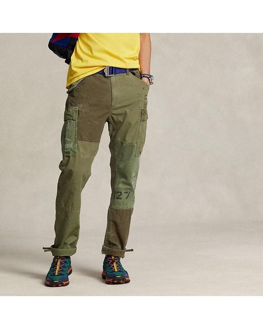 Polo Ralph Lauren Green Slim Fit Patchwork Cargo Trouser for men